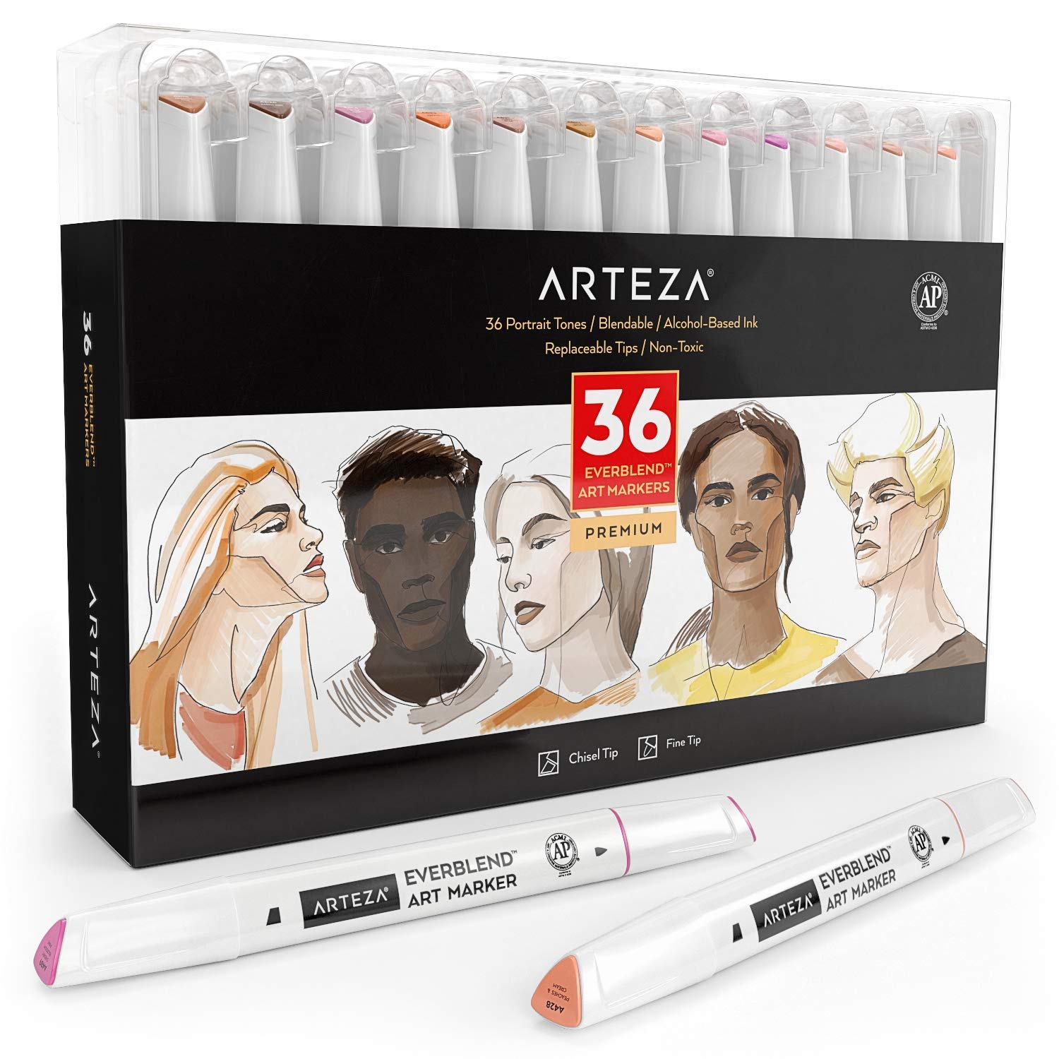 Amazon.com: ARTEZA Skin Tone Alcohol Markers Set of 36 Tones